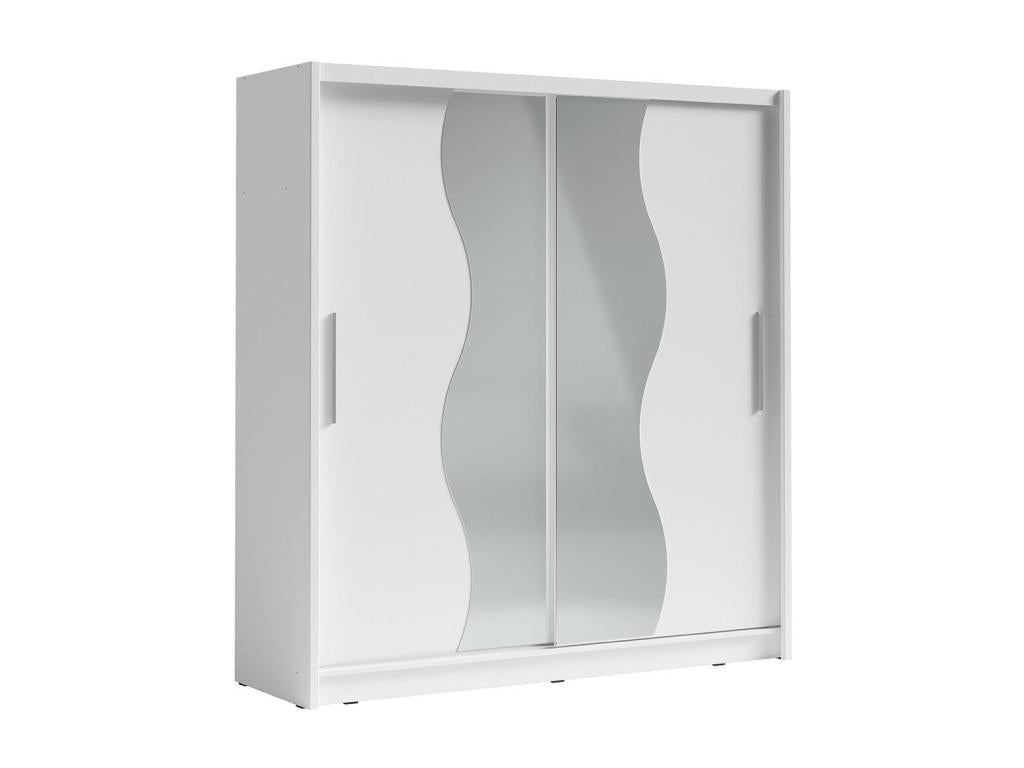205cm Sliding Door Wardrobe with Mirror - White - Meublita Collection