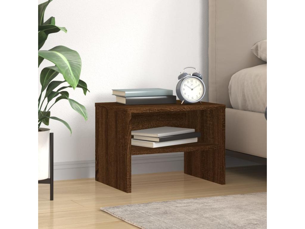 Bedside table, brown oak, 40x30x30 cm, engineered wood