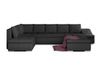 Meublita 340cm Panoramic Convertible Sofa in Dark Grey Fabric - Right-Hand Chaise