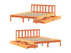 Bed frame without mattress brown wax 140x190cm solid pine wood