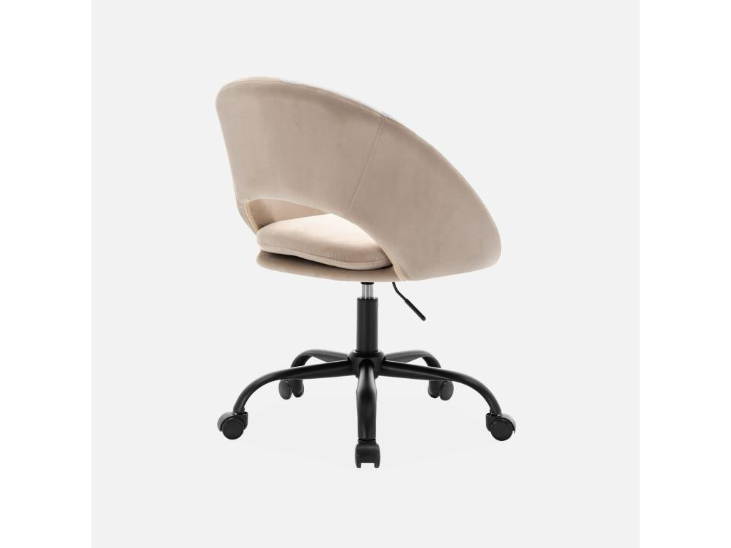 Meublita round office chair in off-white velvet - Meublita - W 59 x D 60 x H 79/89cm