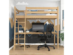 Oak loft bed - with desk N03 Natural Oak 120x180