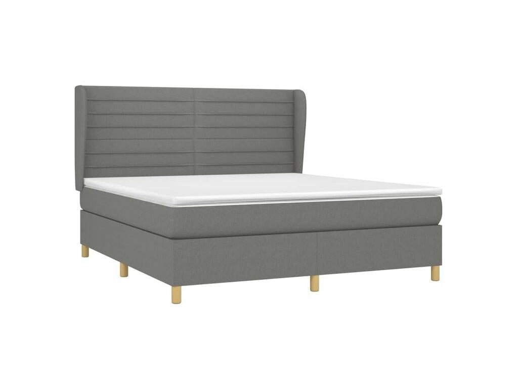 Meublita bed base with mattress, dark grey, 160x200 cm, fabric