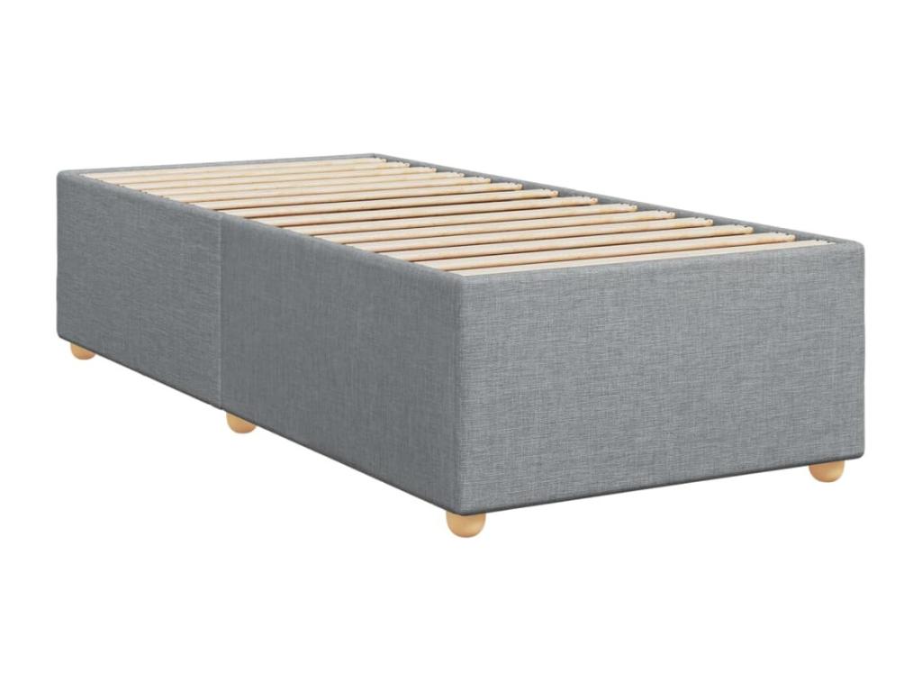 Meublita bed base with light grey mattress 90x200 cm fabric