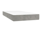 Upholstered bed base and mattress, light grey, 100x200cm, velvet