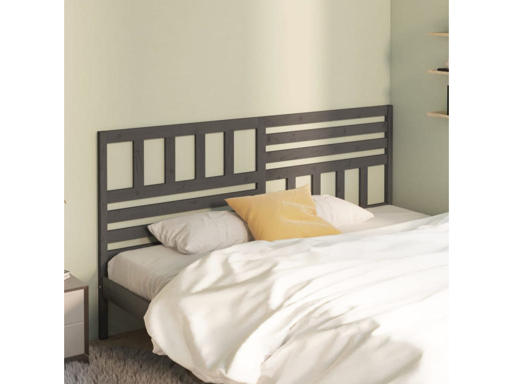 Grey Headboard 186x4x100 cm Solid Pine Wood