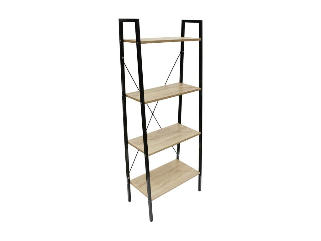 Vertchez - 4-Tier Metal and Wood-Look Shelf