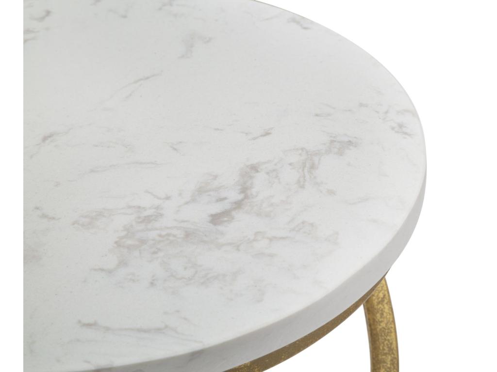 Meublita Marble Coffee Table - Gold metal and white marble - 27.5x47.5 cm - Sinuous and elegant design - Classic and contemporary.
