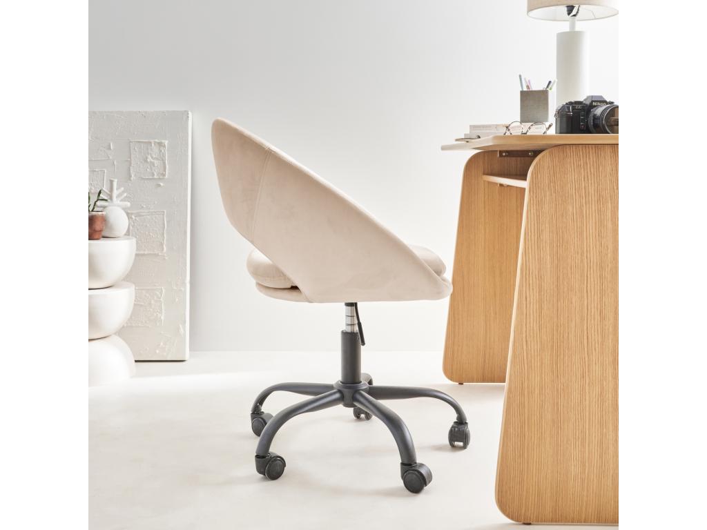 Meublita round office chair in off-white velvet - Meublita - W 59 x D 60 x H 79/89cm