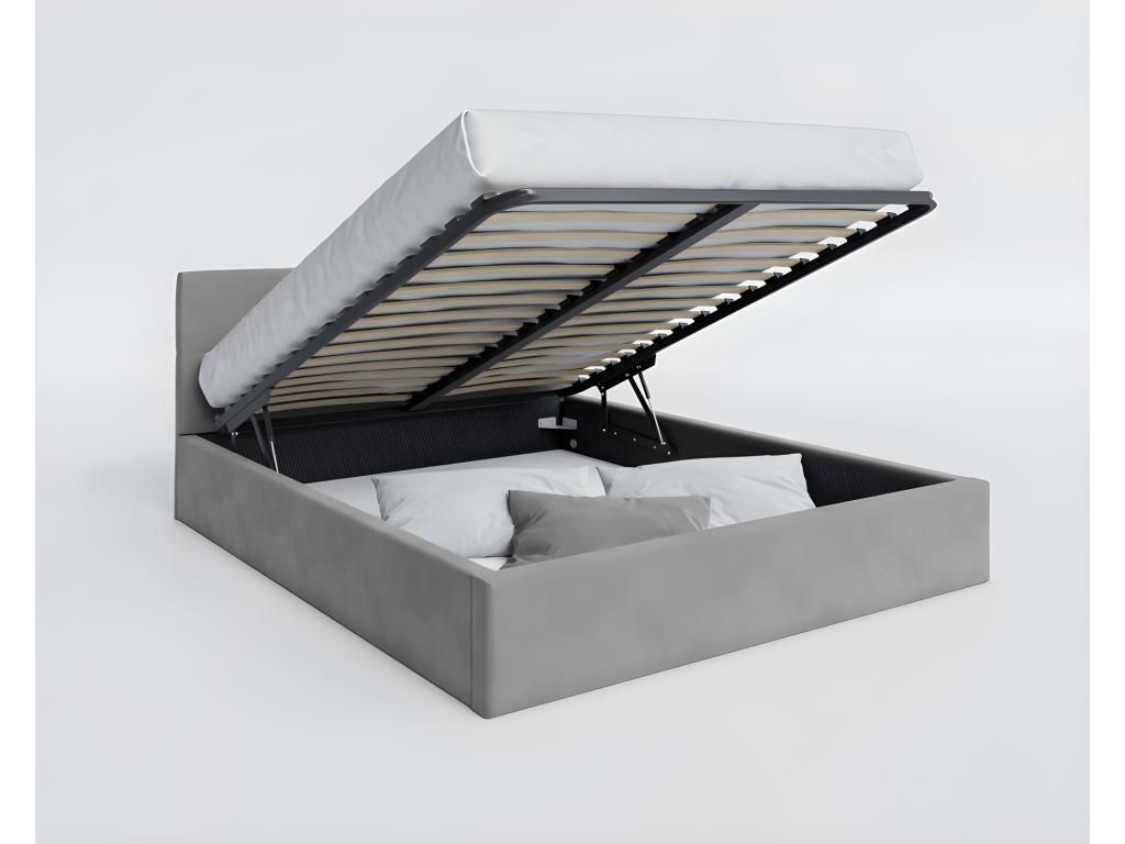 Meublita 160x200 Storage Bed - Slatted Base Included - Light Grey