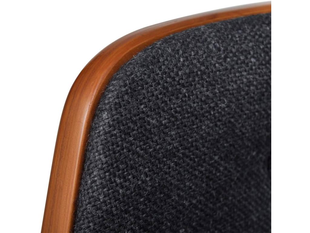 Set of 2 bar stools in bent wood and fabric