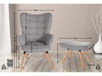 Armchair with Stool - Fabric/Wood - Grey - Meublita