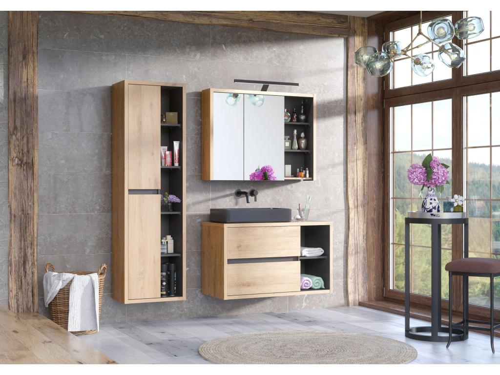 Meublita MC100 2D Bathroom Cabinets 100x18x75 Natural Light