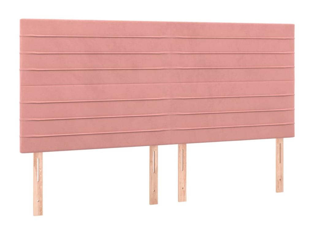 4-piece headboard set, pink, 80x5x78/88 cm, velvet