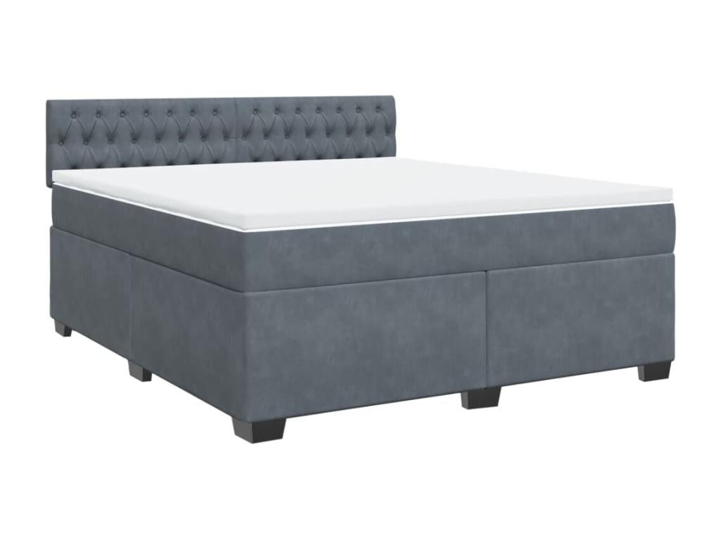 Meublita bed base and mattress, Dark Grey 180x200cm Velvet