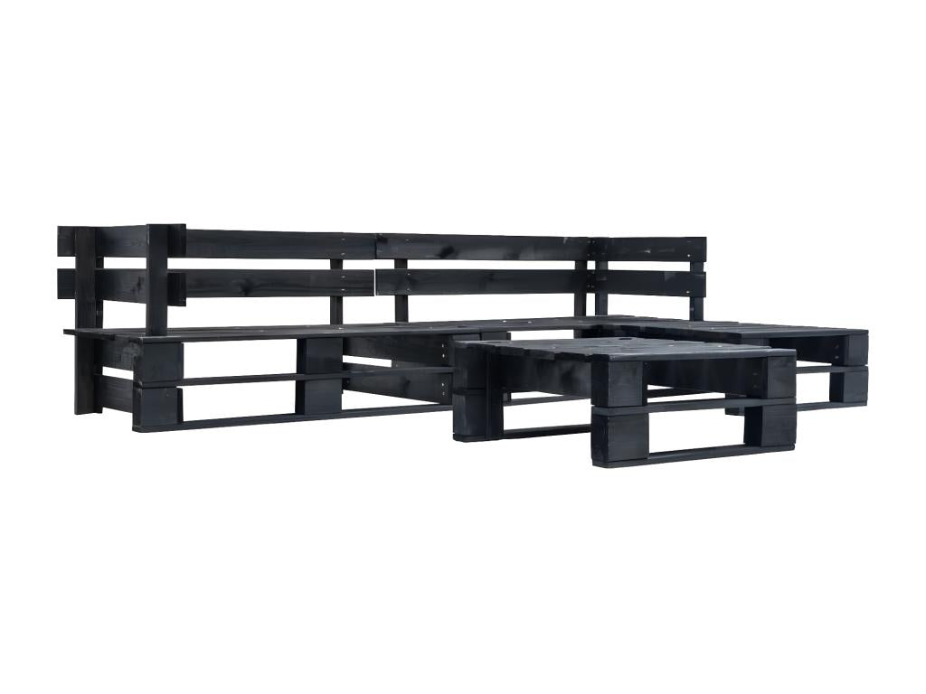 4-piece pallet garden sofas, black wood