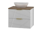 Meublita White and Wood 60cm Single Sink Vanity Unit and Tall Cabinet