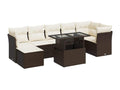 8-piece garden furniture set with brown resin wicker cushions