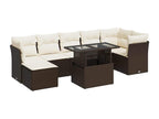 8-piece garden furniture set with brown resin wicker cushions