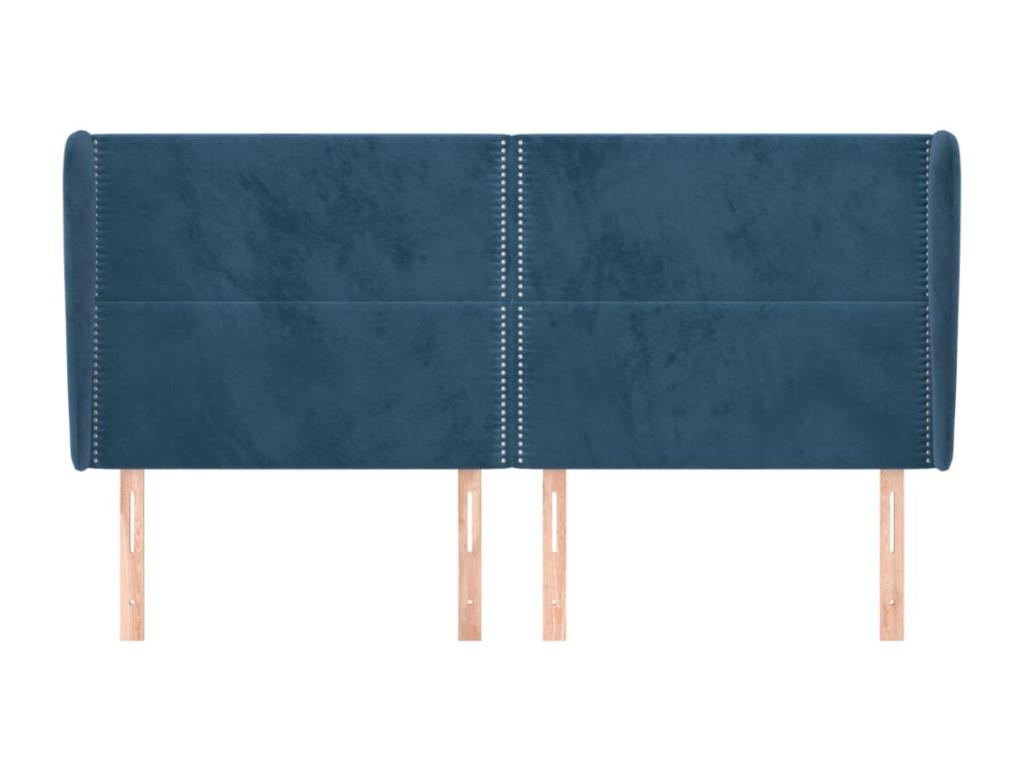 Headboard with wings, Dark Blue, 203x23x118/128 cm, Velvet