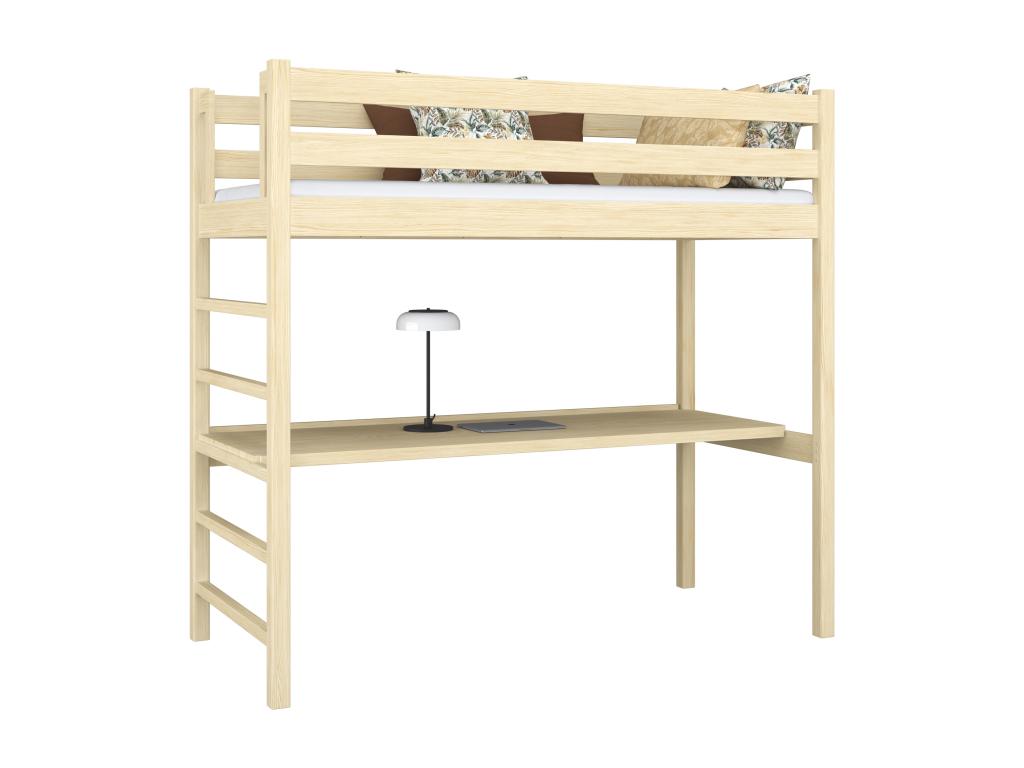 Wooden loft bed - with desk N01 Light Pine 120x190
