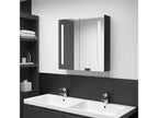 Glossy black LED mirrored bathroom cabinet 62x14x60 cm