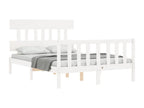 Bed frame with white double headboard, solid wood