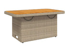 Meublita Premium - Beige garden table 90x55x71 cm, woven resin and wood Meublita