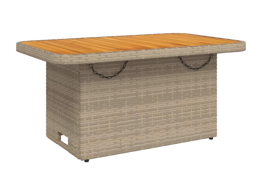 Meublita Premium - Beige garden table 90x55x71 cm, woven resin and wood Meublita