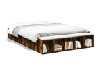 Smoked oak bed frame without mattress, 140x200 cm