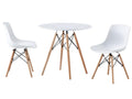 Round dining table in matte white with beech-colored legs - diameter 80 x height 75 cm