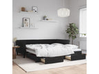 Daybed with trundle and drawers, black, 100x200 cm, velvet