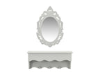 Wall-mounted shelf for keys and jewelry with mirror and hooks, Grey