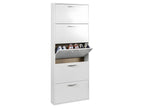 White shoe cabinet with 5 drawers, holds 15 pairs of shoes, H.164 cm - TIDY