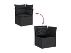 8-piece garden furniture set with cushions, black woven resin