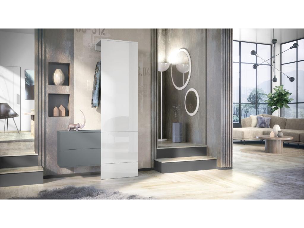 Grey and white lacquered locker, WxHxD 105x193x35