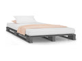 Grey pallet bed without mattress, 100x200 cm, solid wood