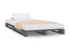 Grey pallet bed without mattress, 100x200 cm, solid wood