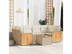 7-piece garden furniture set with cushions, beige woven resin