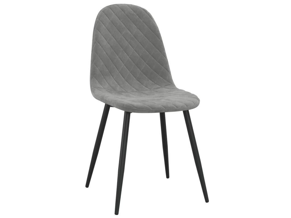 Meublita chair with black metal legs and light grey velvet seat - Set of 2