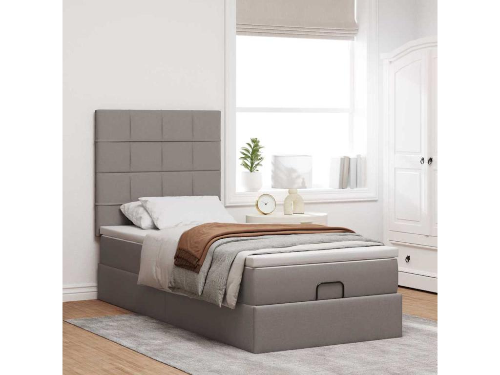 Ottoman bed frame with Meublita 90x200 cm fabric mattress