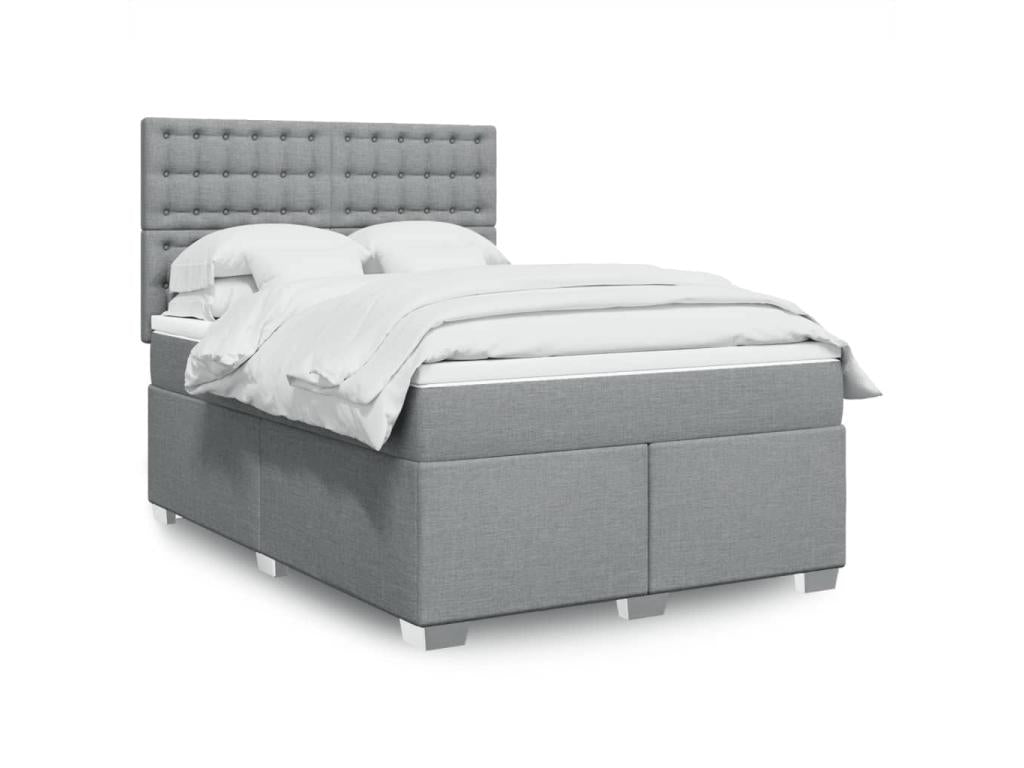 Meublita bed base with light grey mattress 140x200cm fabric