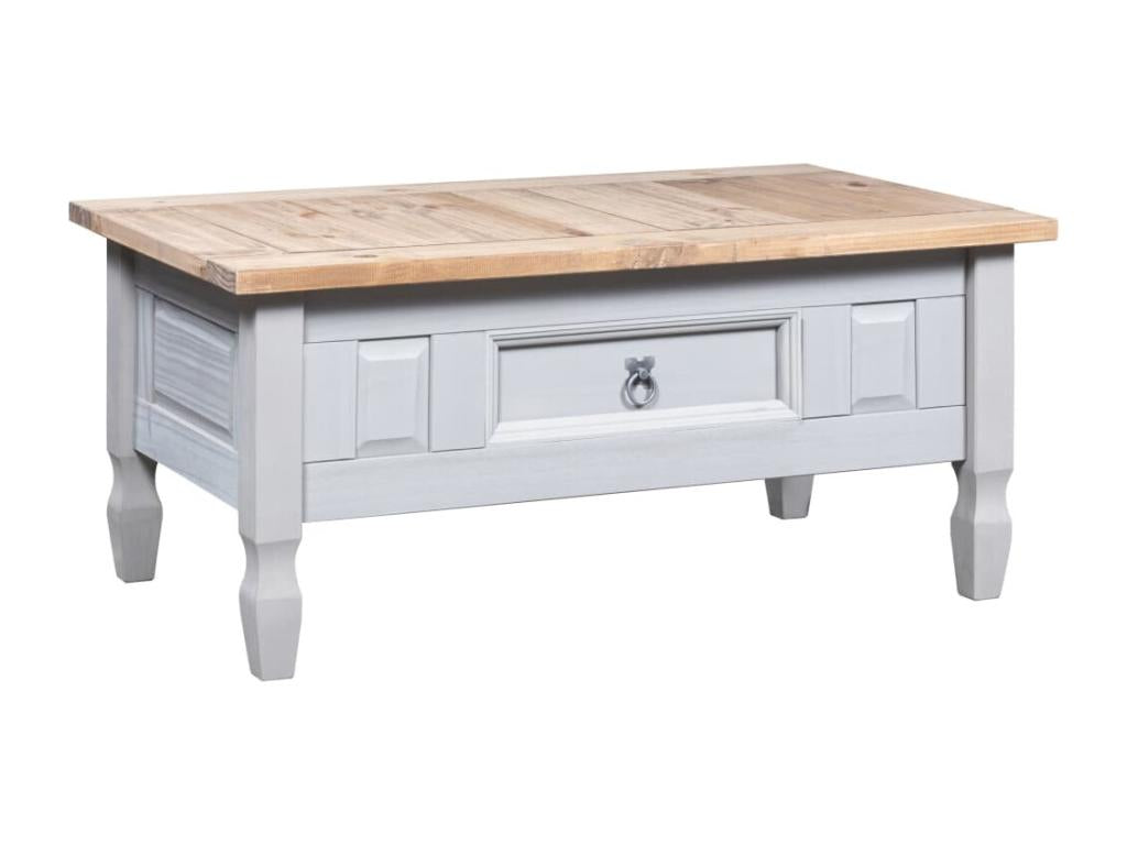 Mexican pine coffee table, Meublita range, grey, 100x60x45 cm