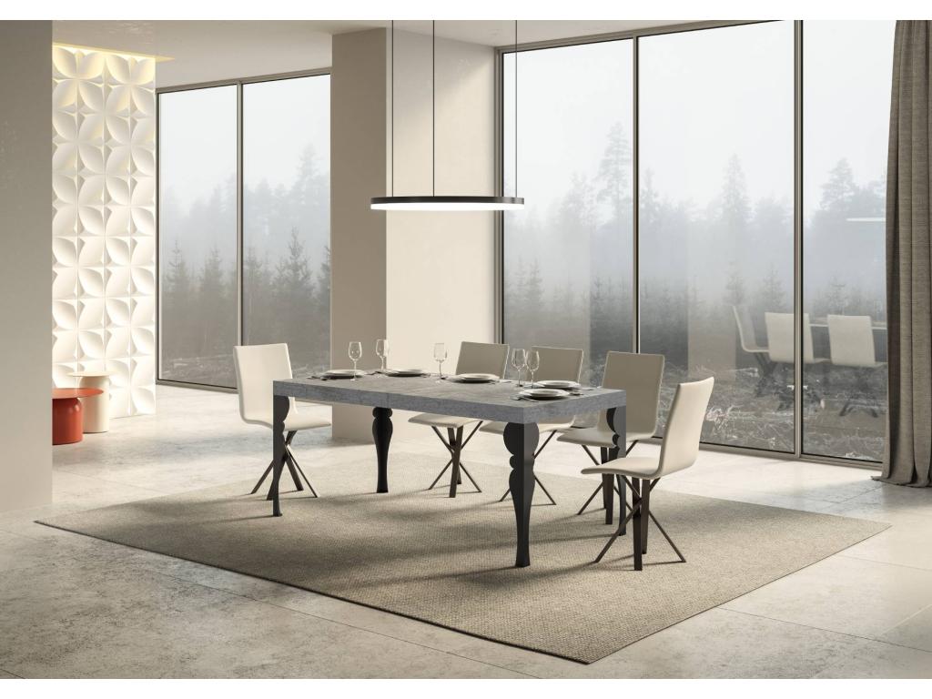 Paxon Premium extendable table 90x180/284 cm, Concrete Grey, Anthracite frame