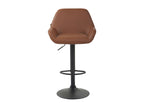 Set of 2 Bar Stools - PVC Faux Leather / Matte Black Metal - Light Brown - Meublita