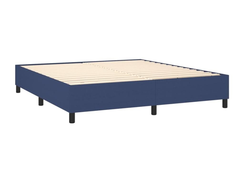 Upholstered bed base with mattress, blue, 180x200 cm, fabric
