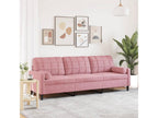 3-seater sofa with decorative cushions, pink, 210 cm, velvet