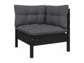 14-piece garden furniture set with cushions, black, solid pine wood
