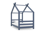 Children's bed frame, grey, solid pine wood, 70x140 cm