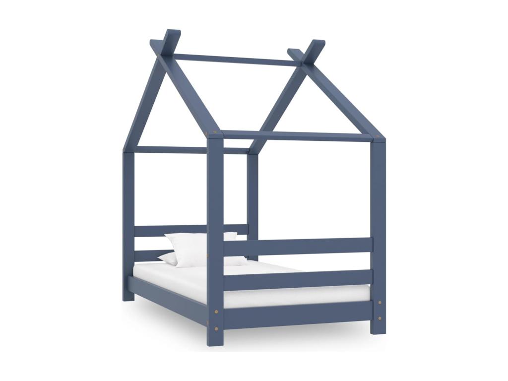 Children's bed frame, grey, solid pine wood, 70x140 cm